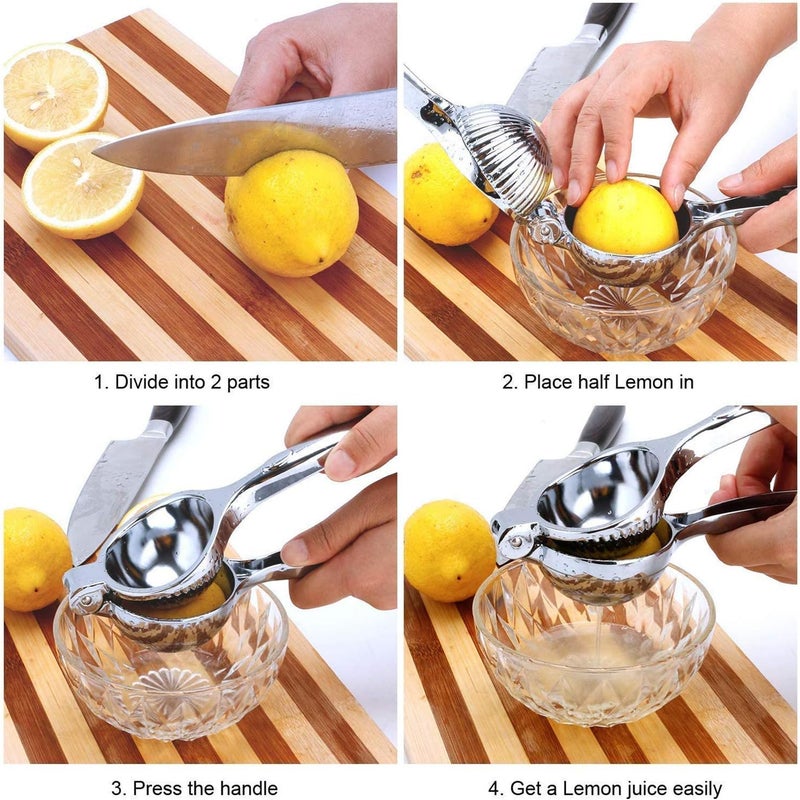 Feilifan Non-electric juice extractors, Heavy Duty Metal Orange Lemon Juicer, Premium Stainless Steel Lemon Press, Large Manual Citrus Press Juicer and Lime Squeezer - Image 4
