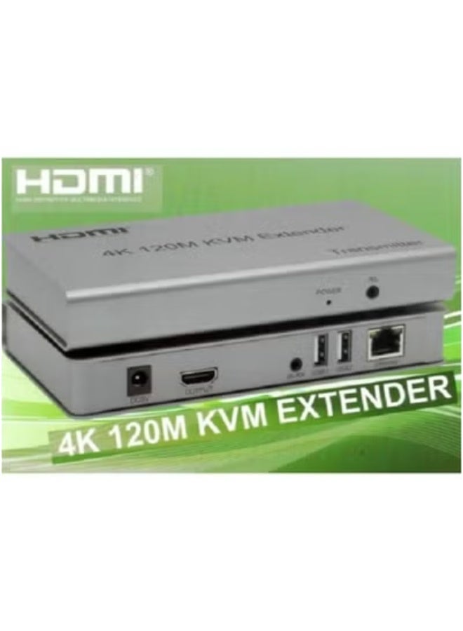 تايجر 4K HDMI KVM Extender Over IP – 120M HDMI Signal Transmission via CAT6 Network Cable – HDMI Over Ethernet Extender Kit with USB Keyboard & Mouse Control, IR Remote Pass-Through – Ultra HD 4K@30Hz Output – Plug & Play AV Solution for TV, PC, NVR, Projector - Image 1
