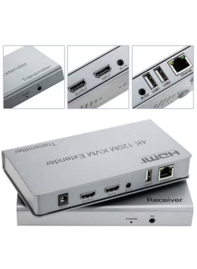 تايجر 4K HDMI KVM Extender Over IP – 120M HDMI Signal Transmission via CAT6 Network Cable – HDMI Over Ethernet Extender Kit with USB Keyboard & Mouse Control, IR Remote Pass-Through – Ultra HD 4K@30Hz Output – Plug & Play AV Solution for TV, PC, NVR, Projector - Image 3