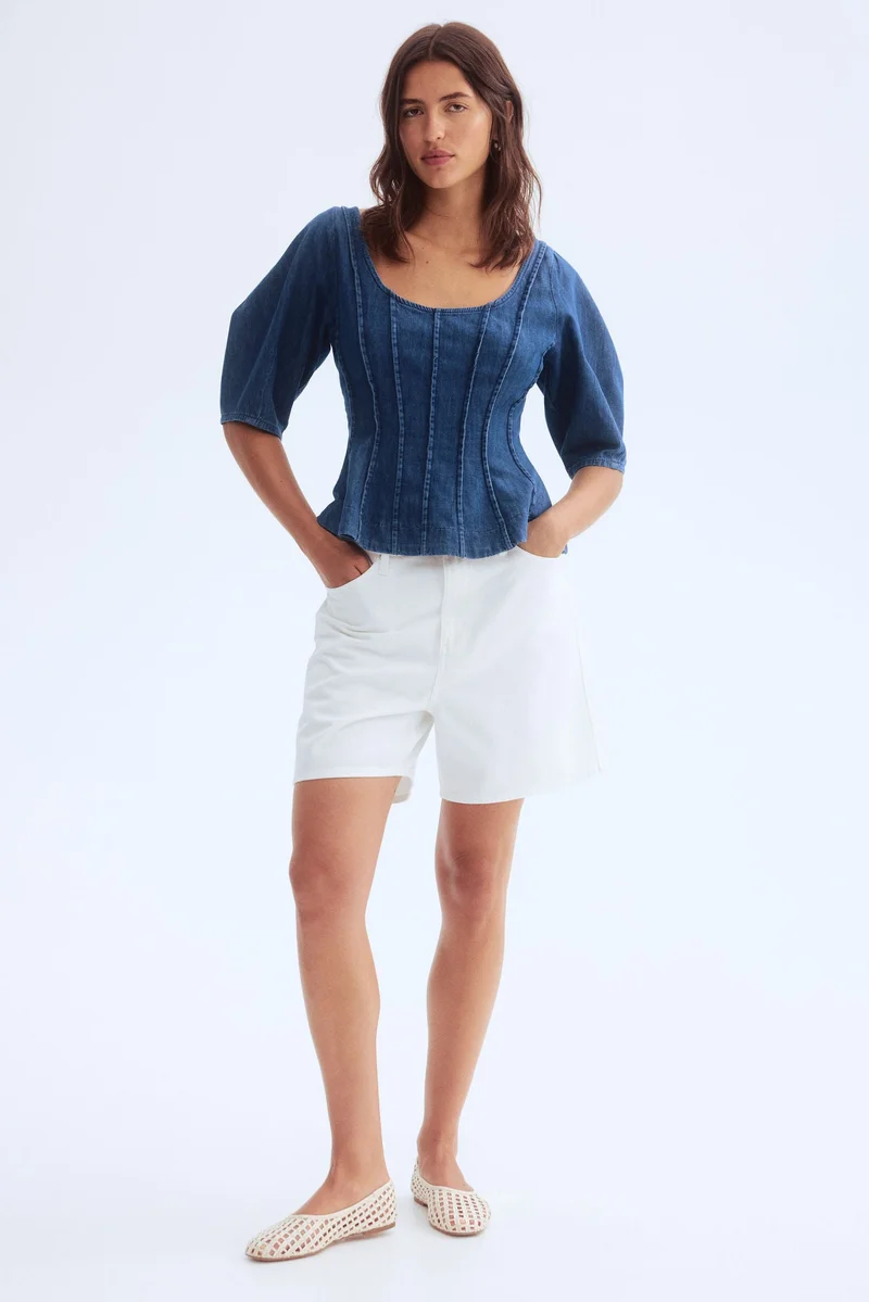 H&M Denim peplum blouse