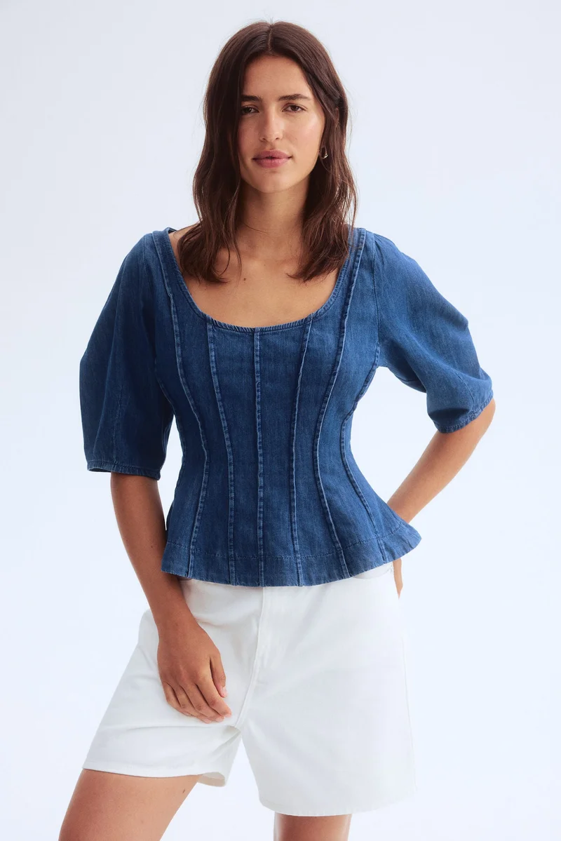 H&M Denim peplum blouse