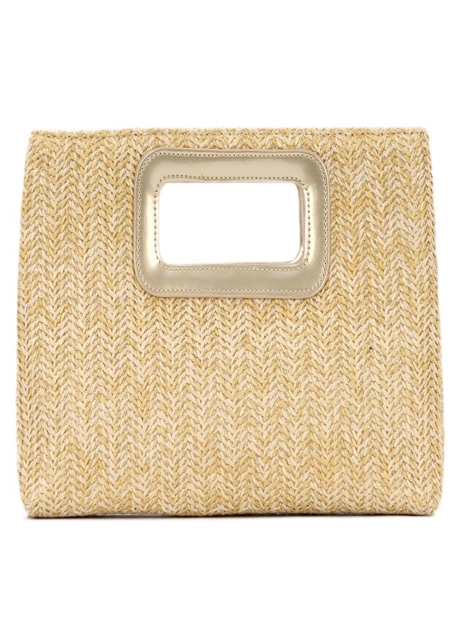 LUI SUI Top Handle Straw Clutch Handbag for Women Raffia Evening Bag Summer Beach Travel Bag With Chain - Image 1