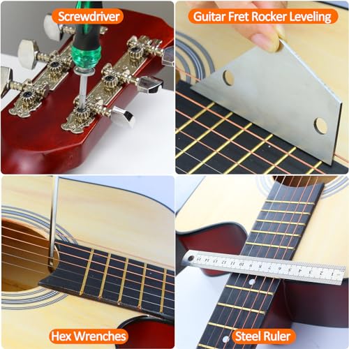 TIMDAM 28Pcs Guitar Tool Kit, Guitar Accessories Gifts for Men, Guitar Maintenance Kit with Carry Bag, Guitar Repair Kit for Acoustic Electric Guitar Ukulele Bass Banjo, TIMDAM Guitar Setup Kit Guitar Gifts - Image 4