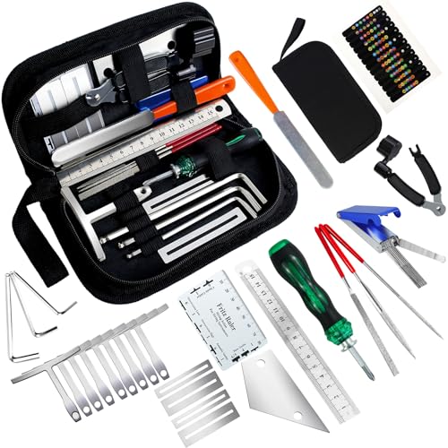 TIMDAM 28Pcs Guitar Tool Kit, Guitar Accessories Gifts for Men, Guitar Maintenance Kit with Carry Bag, Guitar Repair Kit for Acoustic Electric Guitar Ukulele Bass Banjo, TIMDAM Guitar Setup Kit Guitar Gifts - Image 1