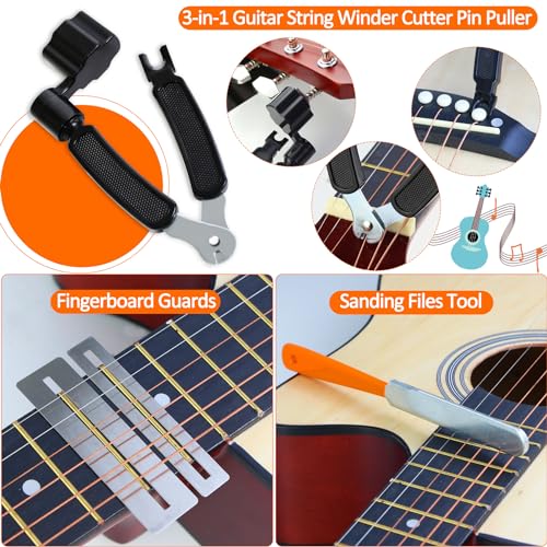 TIMDAM 28Pcs Guitar Tool Kit, Guitar Accessories Gifts for Men, Guitar Maintenance Kit with Carry Bag, Guitar Repair Kit for Acoustic Electric Guitar Ukulele Bass Banjo, TIMDAM Guitar Setup Kit Guitar Gifts - Image 3