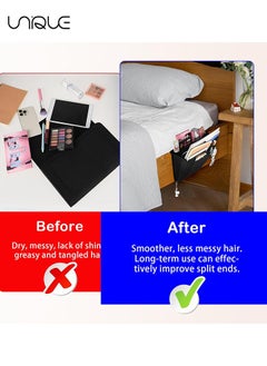Unique 2 Pcs Felt Bedside Storage Hanging, Bed Hanging Organizer for Bed Sofa, Bedside Pocket with 5 Pockets Felt Couch Caddy Bedside Storage Caddy for Books Tablet TV Remote Control(Black+Grey)  - Image 4