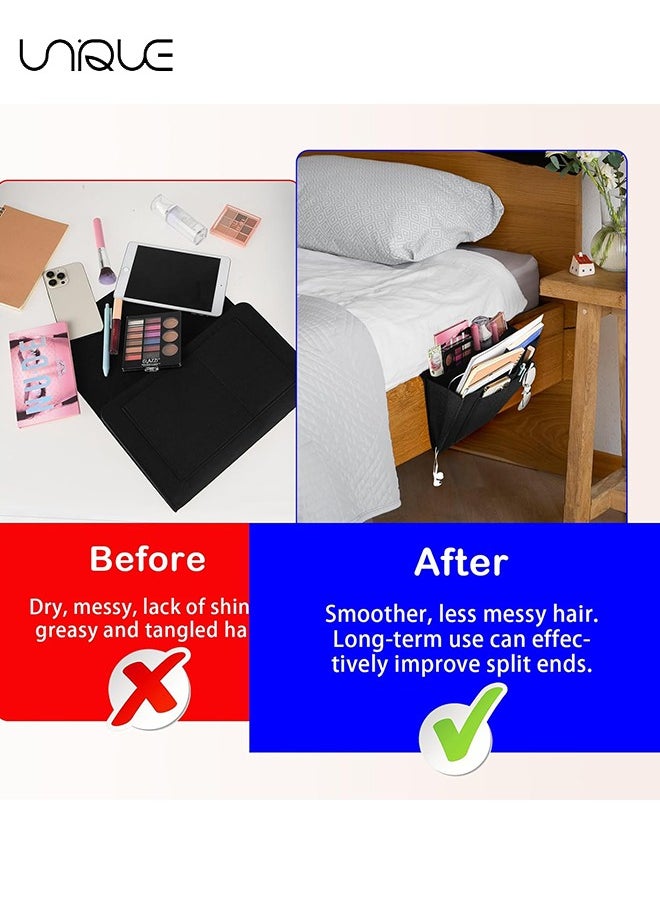 Unique 2 Pcs Felt Bedside Storage Hanging, Bed Hanging Organizer for Bed Sofa, Bedside Pocket with 5 Pockets Felt Couch Caddy Bedside Storage Caddy for Books Tablet TV Remote Control(Black+Grey)  - Image 4