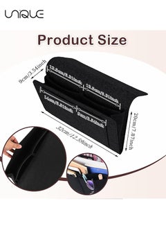 Unique 2 Pcs Felt Bedside Storage Hanging, Bed Hanging Organizer for Bed Sofa, Bedside Pocket with 5 Pockets Felt Couch Caddy Bedside Storage Caddy for Books Tablet TV Remote Control(Black+Grey)  - Image 2