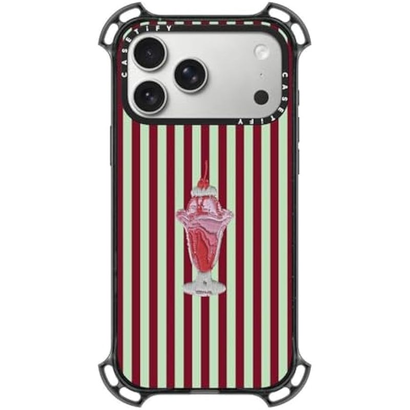 Casetify Bounce iPhone 17 Pro Max Case 【Shockproof/Compatible with Magsafe / 21.3 ft. 7X Military Grade Drop Protection】 - Stripy Sundae - Clear Black - Image 1