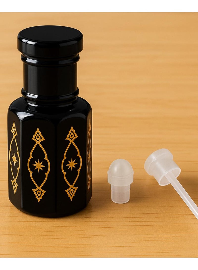 PARO OUD Premium Black Attar Bottles 12ml (12 Pcs) with Roll-On & Plastic Dip Sticks | Refillable Empty Glass Perfume Bottles for Attar, Essential Oils & Fragrance - Image 3