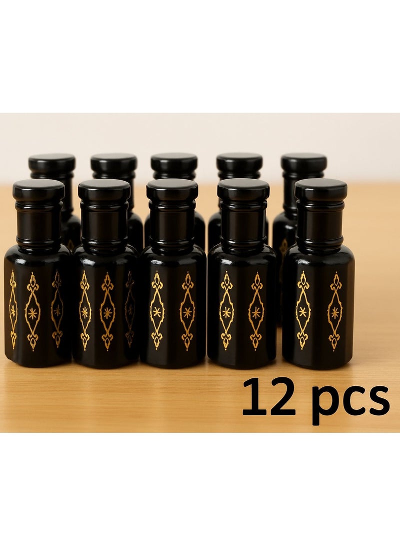 PARO OUD Premium Black Attar Bottles 12ml (12 Pcs) with Roll-On & Plastic Dip Sticks | Refillable Empty Glass Perfume Bottles for Attar, Essential Oils & Fragrance - Image 4