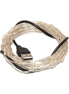 إيروريكس مصابيح خرافية LED بمقبس USB مكونة من 100 لمبة LED بطول 33 قدمًا وسلك فضي مقاوم للماء وسلسلة من النجوم لغرفة النوم والفناء والحديقة وحفلات الزفاف والإضاءة التجارية باللون الأبيض الدافئ  - Image 2