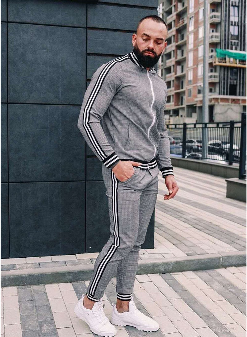 Men's Sports Set: Checkered Zip-Up Jacket And Pants - Image 5