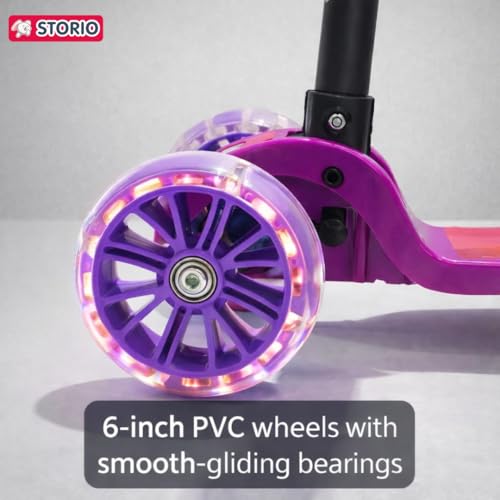 Storio Twister Kick Scooter with Adjustable Height | Foldable | Skate for Kids with PVC Wheel | Age 2-12 Years - Max User Weight 60 kg, Purple - Image 3