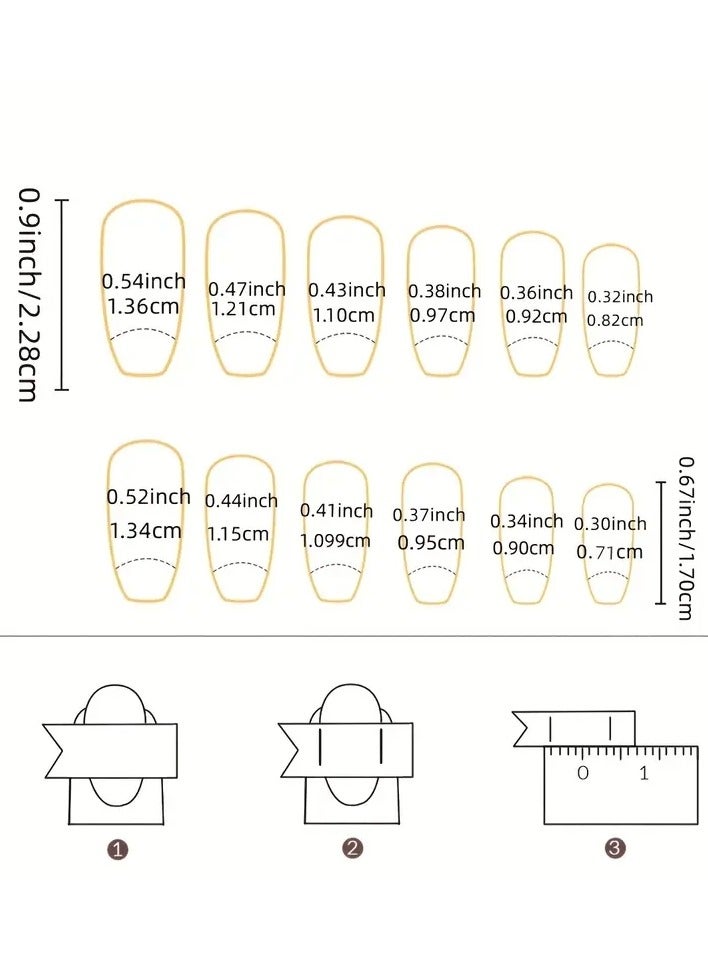 ORiTi 24pcs Pink White French Tip Press On Nails, Mid Squvoal Fake Nails Glossy Full Cover Butterfly And Glitter Powder Stick On Nails, Acrylic Nails For Women - Image 4