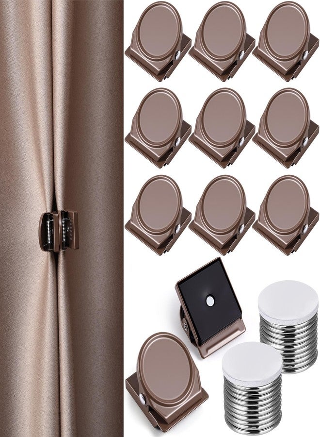 Yaocom 10 Pcs Curtain Magnets Closure Clips, Plus Size Magnetic Curtain Clips Metal Magnets for Indoor Outdoor Curtains Prevent Light Leaking for Patio, Mosquito, Cabana, Gazebo(10 Pcs,Dark Brown) - Image 1