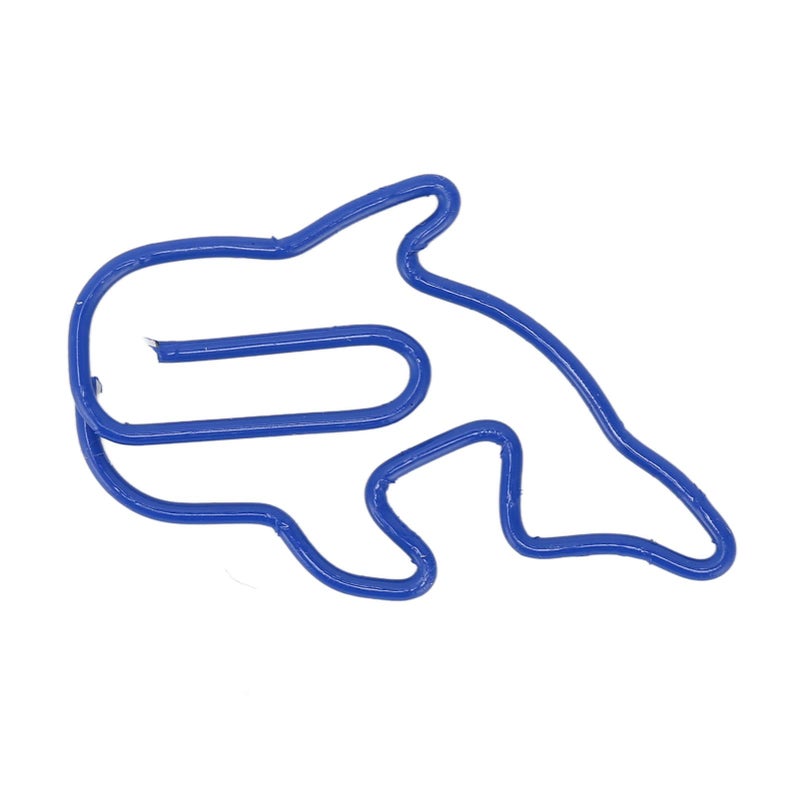 Dolphin Shaped Metal Paper Clips 100Pcs Decorative For Home Office School Storage Box - Image 3