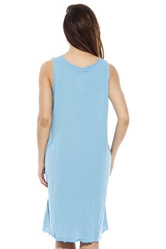 Dreamcrest Silky Soft Nightgown Crochet Trim Sleep Dress 1541B-Turq-L Bright Turquoise - Image 3