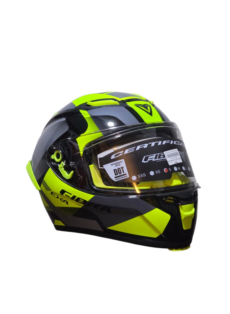 NZI Helmets Fibra Exa Duo Motorcycle Helmet by NZI - Full Face Racing Helmet - Chroma Black Neon Green - Image 1