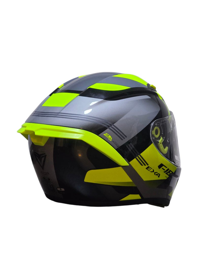 NZI Helmets Fibra Exa Duo Motorcycle Helmet by NZI - Full Face Racing Helmet - Chroma Black Neon Green - Image 2