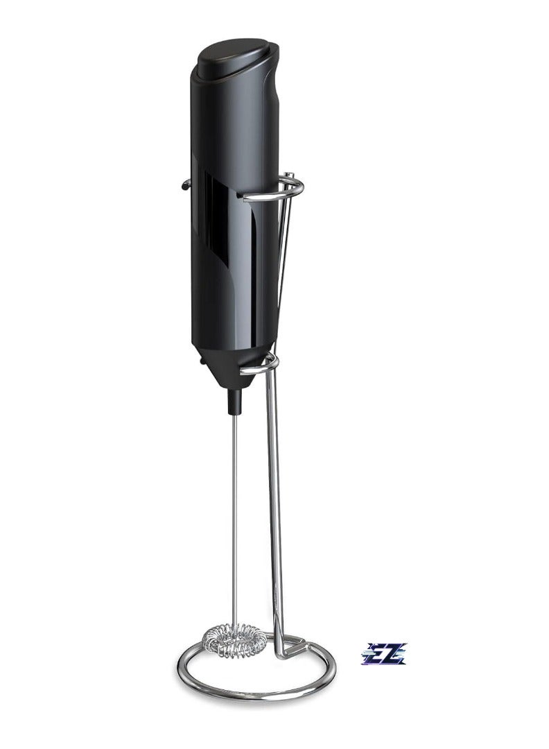 ELTRAZONE Electric Milk Frother Handheld with Stainless Steel Stand - Battery Powered Foam Maker, Whisk Drink Mixer for Coffee, Frappe, Latte, Matcha, Hot Chocolate - Easy-to-Use, Portable, Quick Frothing, Perfect for Home and Office (Black)  - Image 1