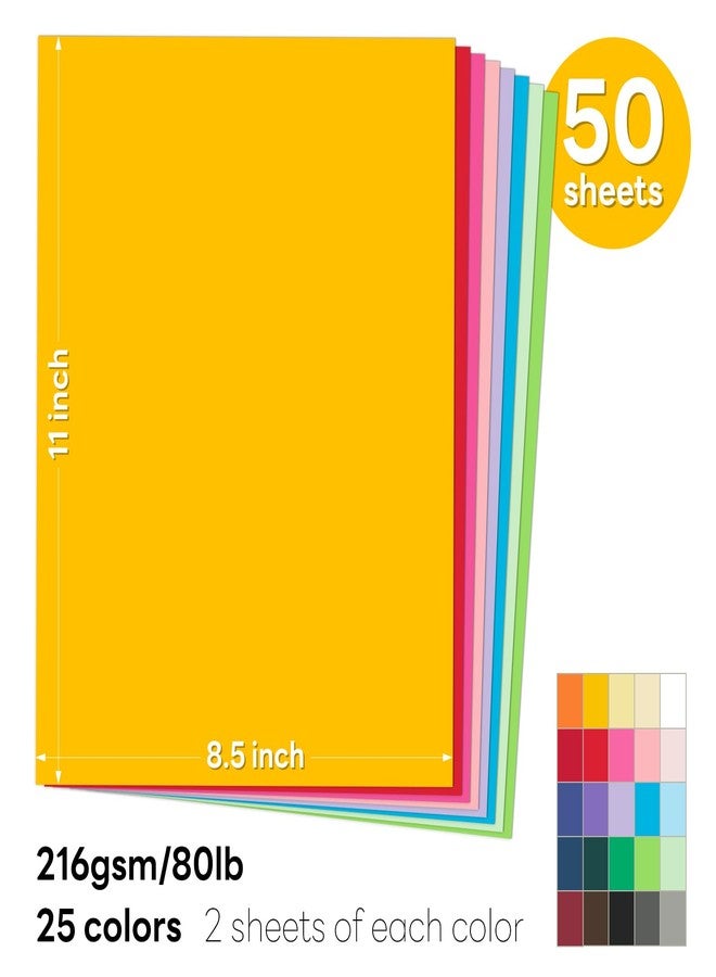 Goefun 50 Sheets Construction Paper Assorted Color Colored Cardstock - Image 2