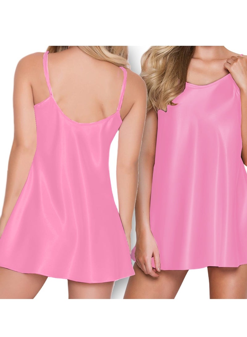 MARGOUN Women's XL Solid Color Braces Lace Nightdress Ladies Sheep Pajamas Pink - Image 2