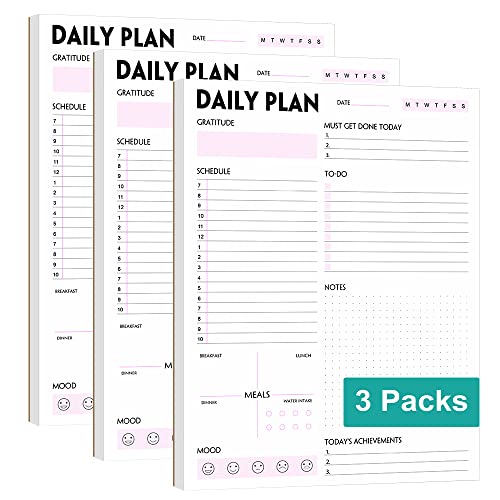 Nokingo (Pack of 3) A4 Daily Planner Notepad - Tear-Off Daily Planning Pad, Organizer with To Do Lists, Schedule, Appointment, Productivity Tracker, 50 Undated Sheets, 3 Pack, Total 150 Sheets, 8.5 x 11 in - Image 1