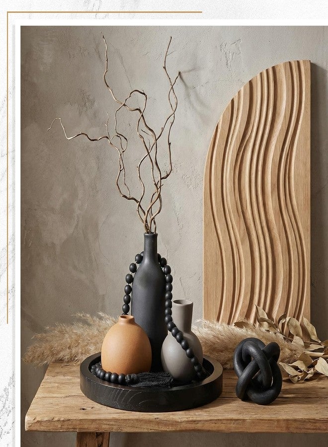 Tiangrid 6 Pieces Ceramic Vase Set with Wood Link Chain and Bead Garland Decorative Vase Boho Rustic Farmhouse Natural Wooden Link Decor for Living Room Home Table Shelf Decor - Image 4