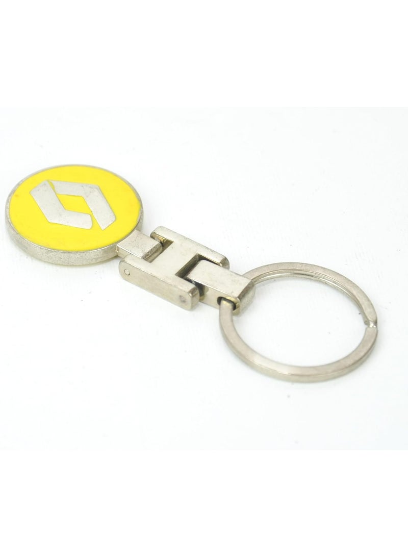 RINO Nickel-plated car keychain featuring a double-sided logo; suitable for car, motorcycle, and household keys. Compatible with Renault; yellow color. - Image 2