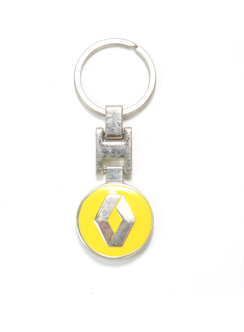RINO Nickel-plated car keychain featuring a double-sided logo; suitable for car, motorcycle, and household keys. Compatible with Renault; yellow color. - Image 1
