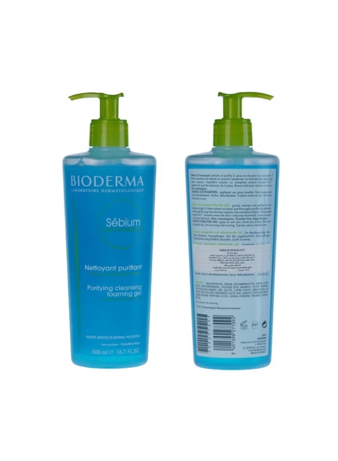 Bioderma Sebium Purifying Foaming Gel, Blue, 500ml