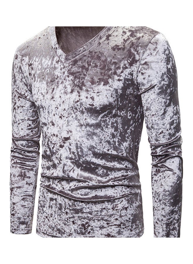 NIBEMINENT Long Sleeve Slim T-Shirt Light Grey - Image 2