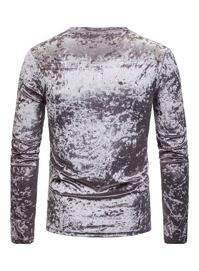 NIBEMINENT Long Sleeve Slim T-Shirt Light Grey - Image 3