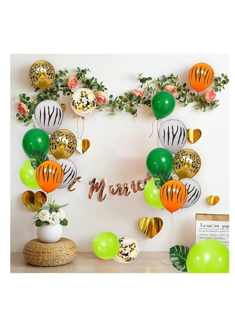 Excefore Jungle Balloons, Green Party Balloons, 60 Pcs Jungle Animal Print Balloons, with Gold Confetti Balloon, for Birthday Party, Baby Shower, Jungle Safari, Forest Animal Theme Party Decorations - Image 4