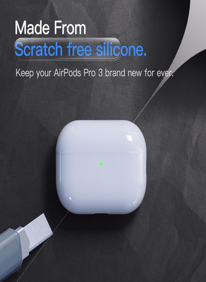 جراب سيليكون شبه صلب مقاوم للصدمات من DamonLight لسماعات AirPods Pro 3 (2025) لا يتمدد أبداً، متوافق مع سماعات Apple AirPods Pro من الجيل الثالث (أزرق سماوي). - Image 4