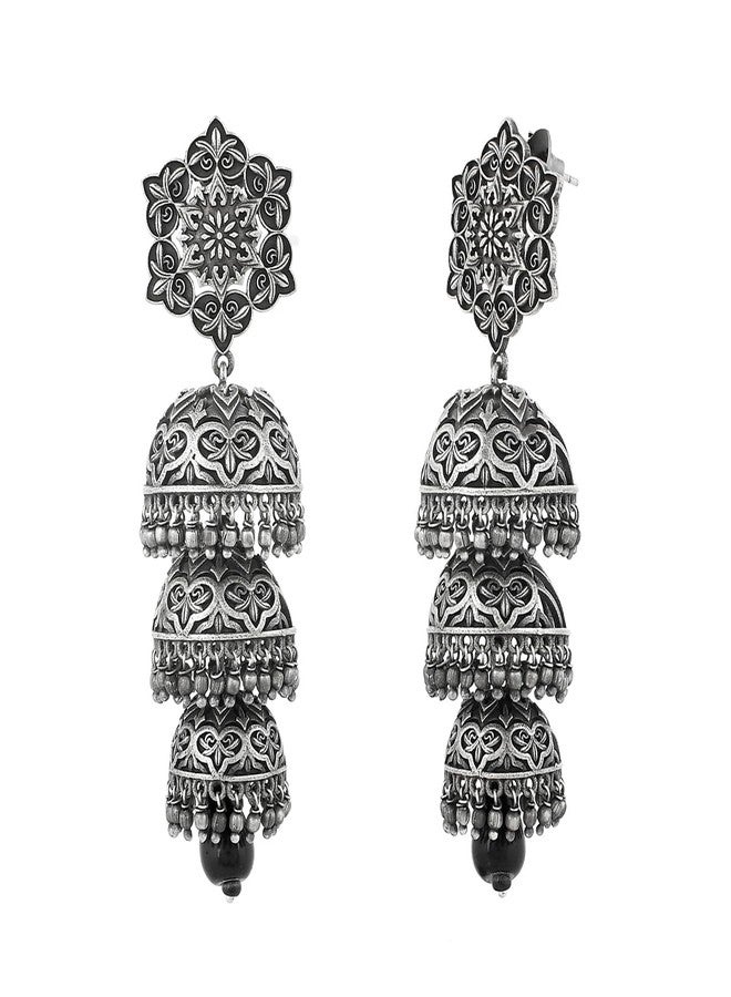 Voylla Nrityotsava Falguni 3 Layers Jhumka Earrings - Image 5
