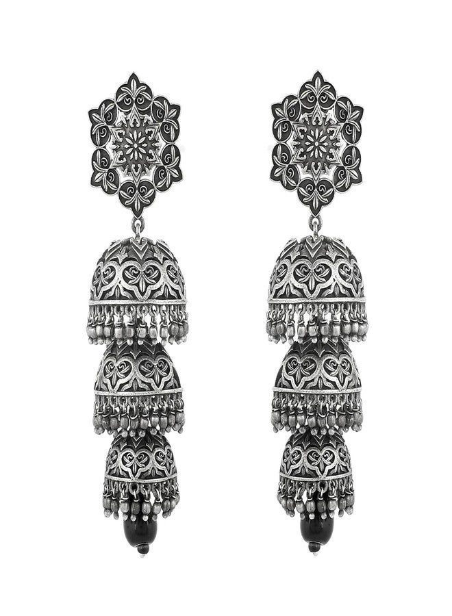 Voylla Nrityotsava Falguni 3 Layers Jhumka Earrings - Image 2