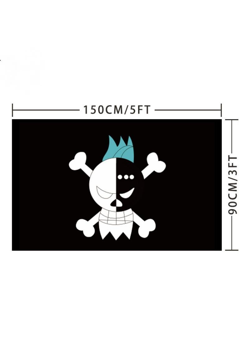 General 1-Pieces Polyester Flag ONE PIECE Cosplay Pirate Flag Room Decor Flag with Corners Buckle 150x90CM Black-B  - Image 1