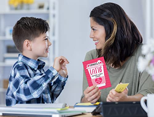 WhatSign Teacher Valentine Day Card - Thanks a Latte Valentines Day Gifts for Teachers with Envelope 4x6 - Image 3
