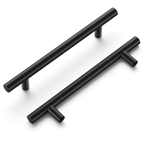 Hickory Hardware 10 Pack Kitchen Cabinet Handles, Drawer Pulls for Doors & Dresser Drawers, Hardware for Bathroom, 5-1/16 Inch (128mm) Hole Center, Matte Black, Heritage Collection - Image 1