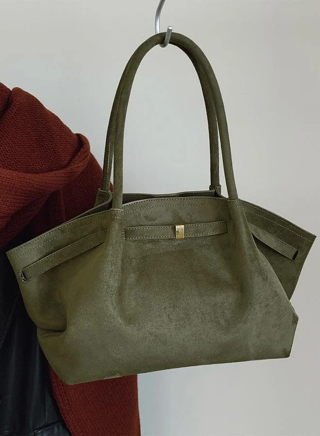 Take Two Olive Solid Double Strap Shoulder Bag