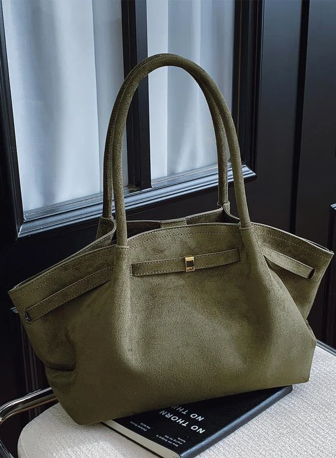 Take Two Olive Solid Double Strap Shoulder Bag