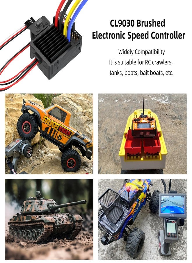 RADIOLINK راديو لينك CL9030 90A (2S-4S) وحدة تحكم سرعة إلكترونية مقاومة للماء مع 5A BEC مدمج قابلة للاختيار 5.5V/7.5V لسيارات الزحف RC والدبابات والسيارات والقوارب (موصل XT60) - Image 5