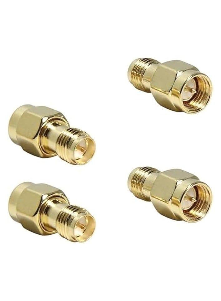 erorex SMA Male Plug to RP-SMA Female RF Straight Connector Gold Plating Adapter for Wi-Fi Antenna Repeaters Radio Signal Extension Cable (PACK OF 4） - Image 1