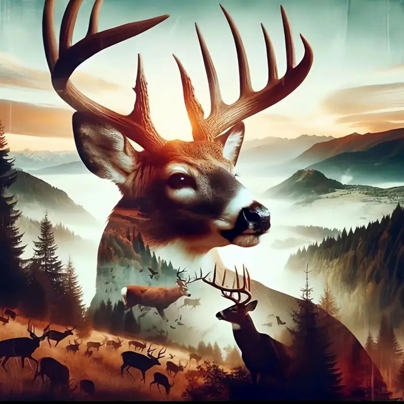 ARPADAMO Diamond Art Kits for Adults,5D Deer Diamond Painting DIY Animal Diamond Art Diamond Painting Kit for Adult,Round Full Drill Diamonds, Diamond Art Kits for Home Decor-13.78x13.78inch - Image 1
