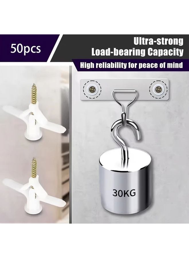 50Pcs Self Drilling Drywall Anchors Hollow Wall Plastic Anchor Screws And Hooks - Image 4