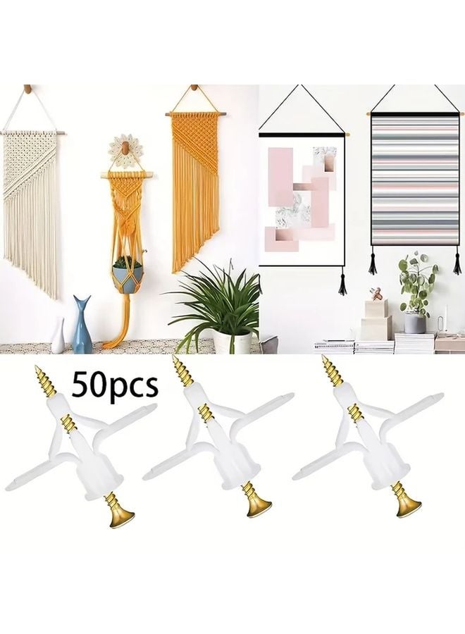 50Pcs Self Drilling Drywall Anchors Hollow Wall Plastic Anchor Screws And Hooks - Image 1