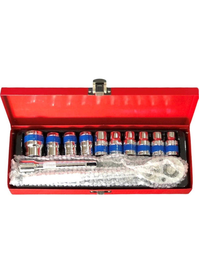 Ta-Qe Socket Set 12 Pieces 1/2 A 12 Pieces Metal Box 