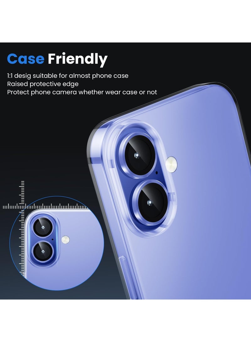For iPhone 16 Plus/iPhone 16 Camera Lens Protector Original Shooting Model Shatterproof Ultra HD Tempered Metal Glass Camera Screen Protector Cover Film Accessories, Ultramarine Blue - Image 2